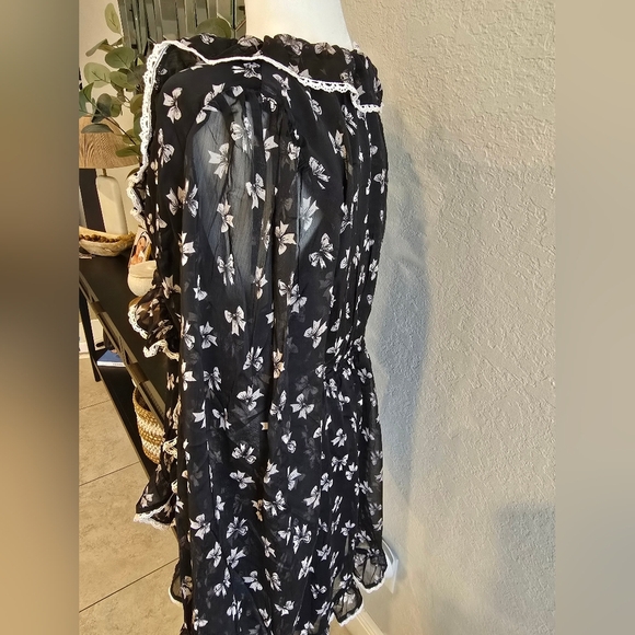 Miss Selfridge Bow Ruffle Black Dress - Picture 5 of 7